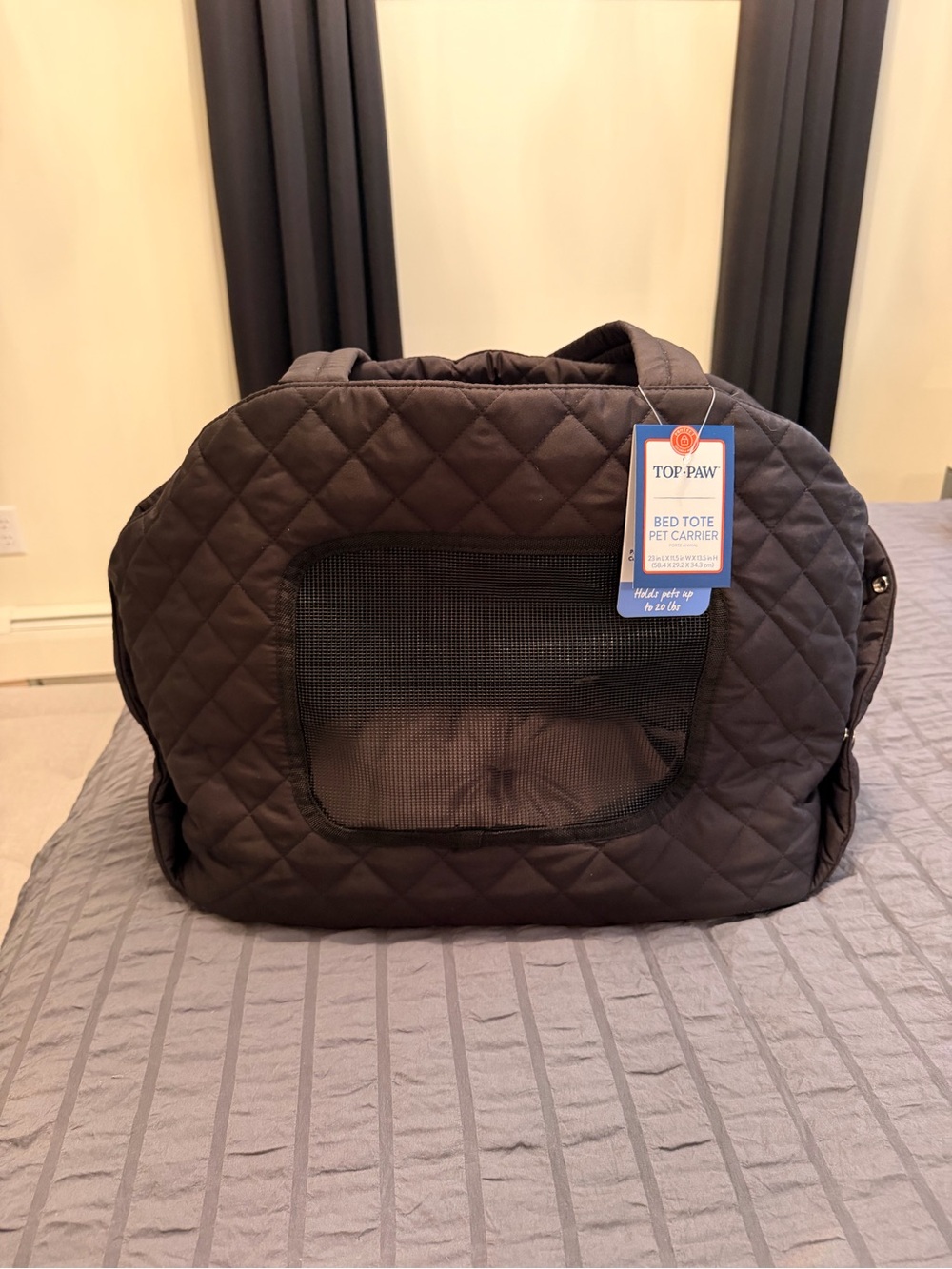 Top Paw Black Quilted Duffel-Style Pet Carrier